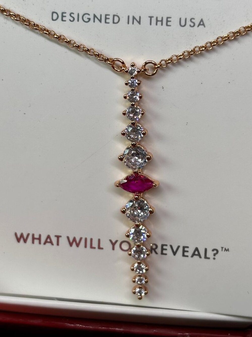 Bomb Party "Destined For Love" Ruby and CZ Luxury Drop Necklace RBP6243